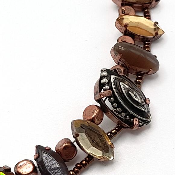 Chico’s Helena Bronze Art Bead Necklace Two Strand NWT 20” Statement - Picture 12 of 12